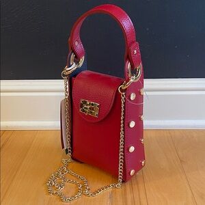 NWT Anna Paola Genuine Italian Leather Cherry Red Handbag